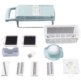 Kitchen Multi - function Dicing and Cutting Vegetables Magic Tool Potato Wire Cutter Grater (Color: Blue)