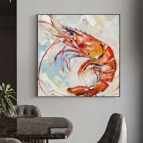 Shrimp Canvas Painting Fish Original Canvas Fine Art Animal Artwork Kitchen Wall Art Decor Gifts (Style: 01, size: 160x160cm)